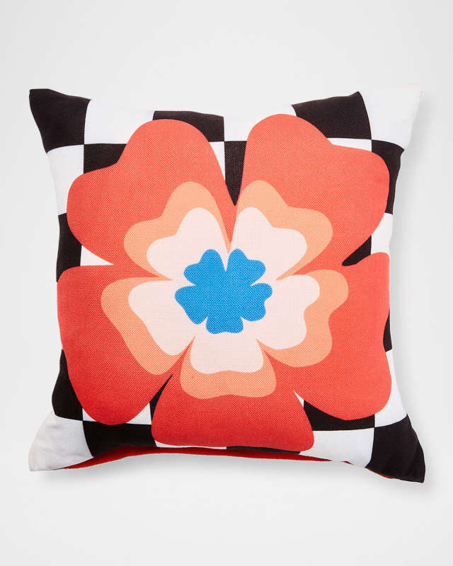 Dolce Vita Outdoor Red Flower Throw Pillow, 18" Square